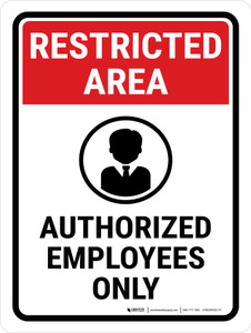 Restricted Area: Authorized Employees Only with Icon Portrait - Wall Sign